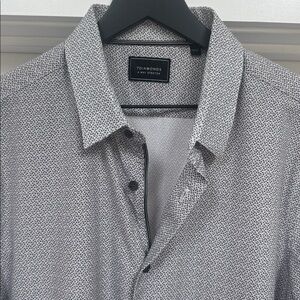 7 Diamonds Men's Black and White Patterned Shirt